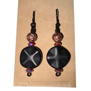 Handmade Black and Rose Earrings